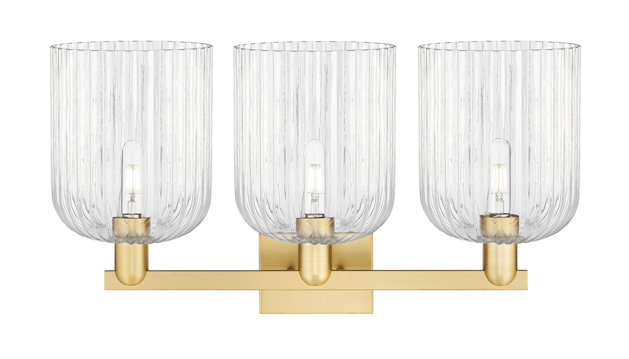 INNOVATIONS 716-3W-SG-G559-8CL Bridal Veil 3-Light Bath Vanity Light Satin Gold