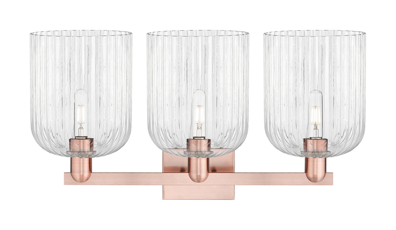 INNOVATIONS 716-3W-AC-G559-8CL Bridal Veil 3-Light Bath Vanity Light Antique Copper