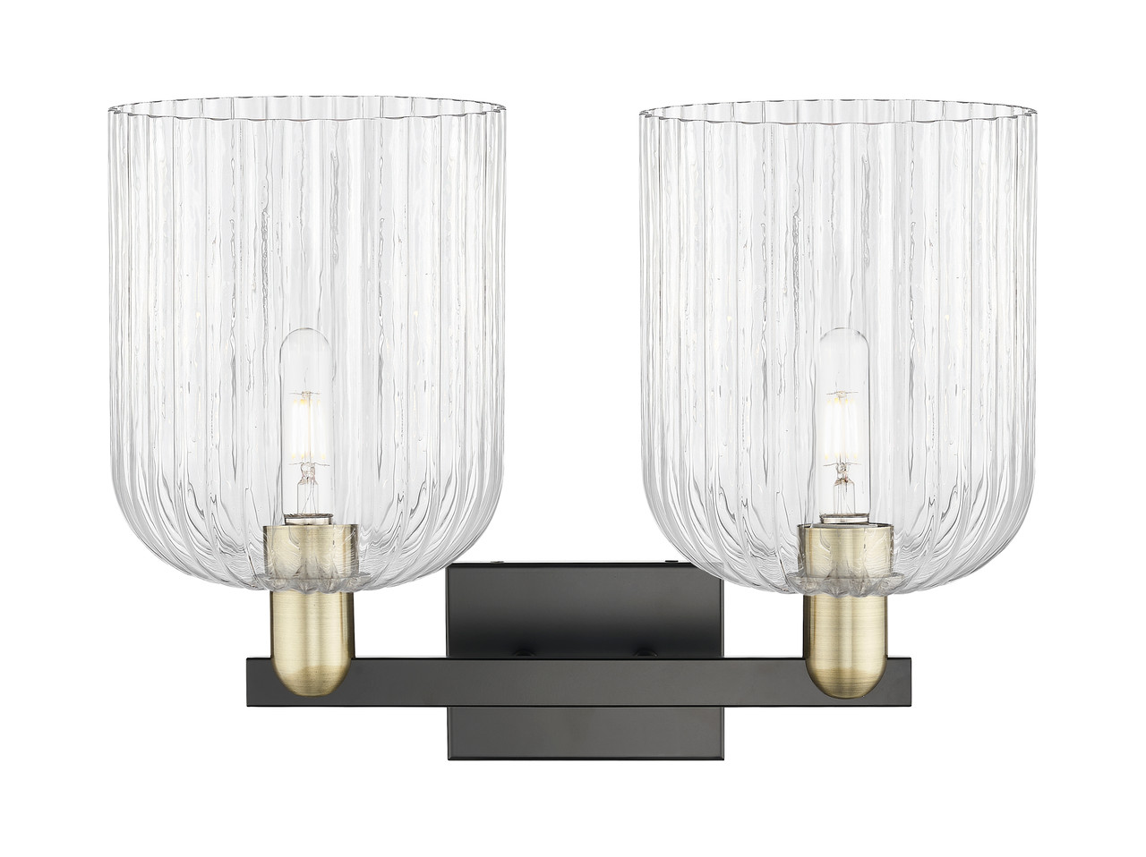 INNOVATIONS 716-2W-BAB-G559-8CL Bridal Veil 2-Light Bath Vanity Light Black Antique Brass