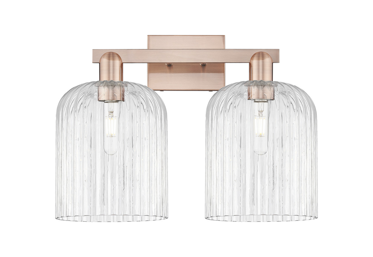 INNOVATIONS 716-2W-AC-G559-8CL Bridal Veil 2-Light Bath Vanity Light Antique Copper