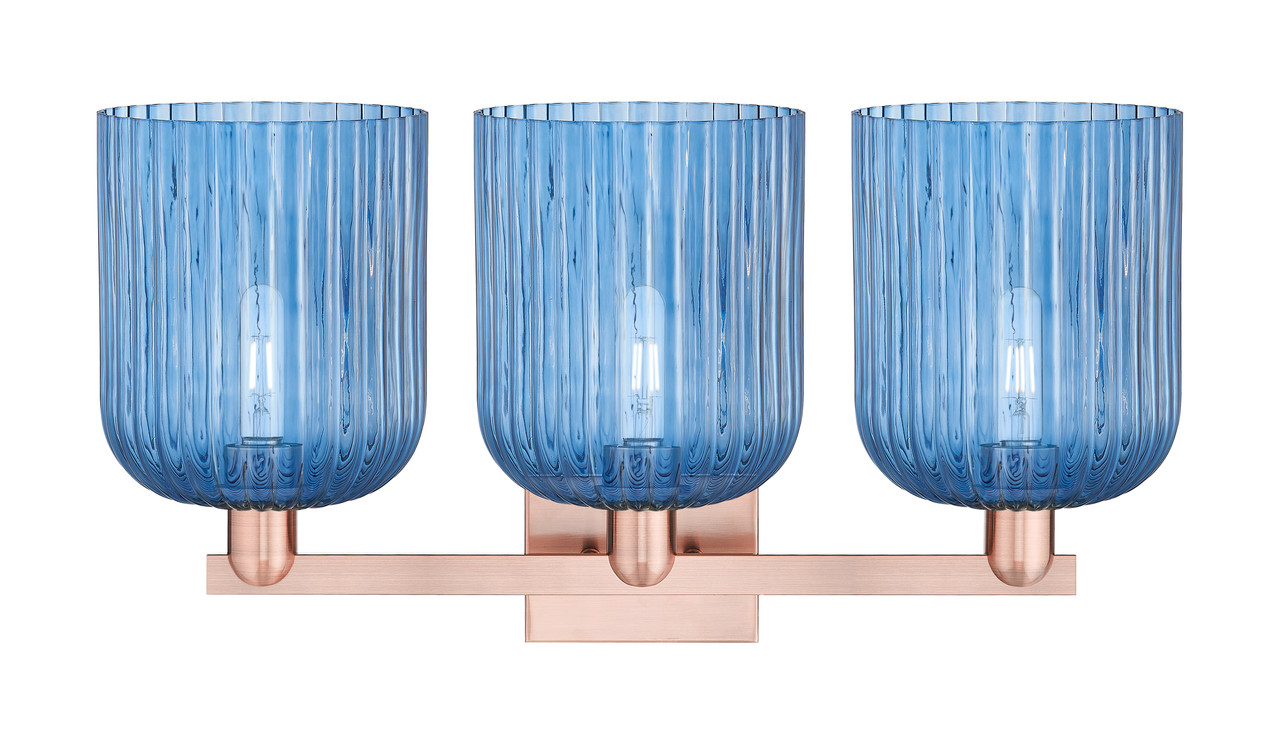 INNOVATIONS 716-3W-AC-G559-8BL Bridal Veil 3-Light Bath Vanity Light Antique Copper