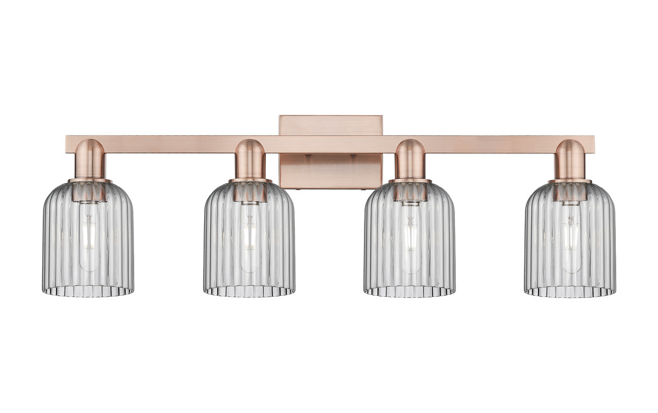 INNOVATIONS 716-4W-AC-G559-5SM Bridal Veil 4-Light Bath Vanity Light Antique Copper