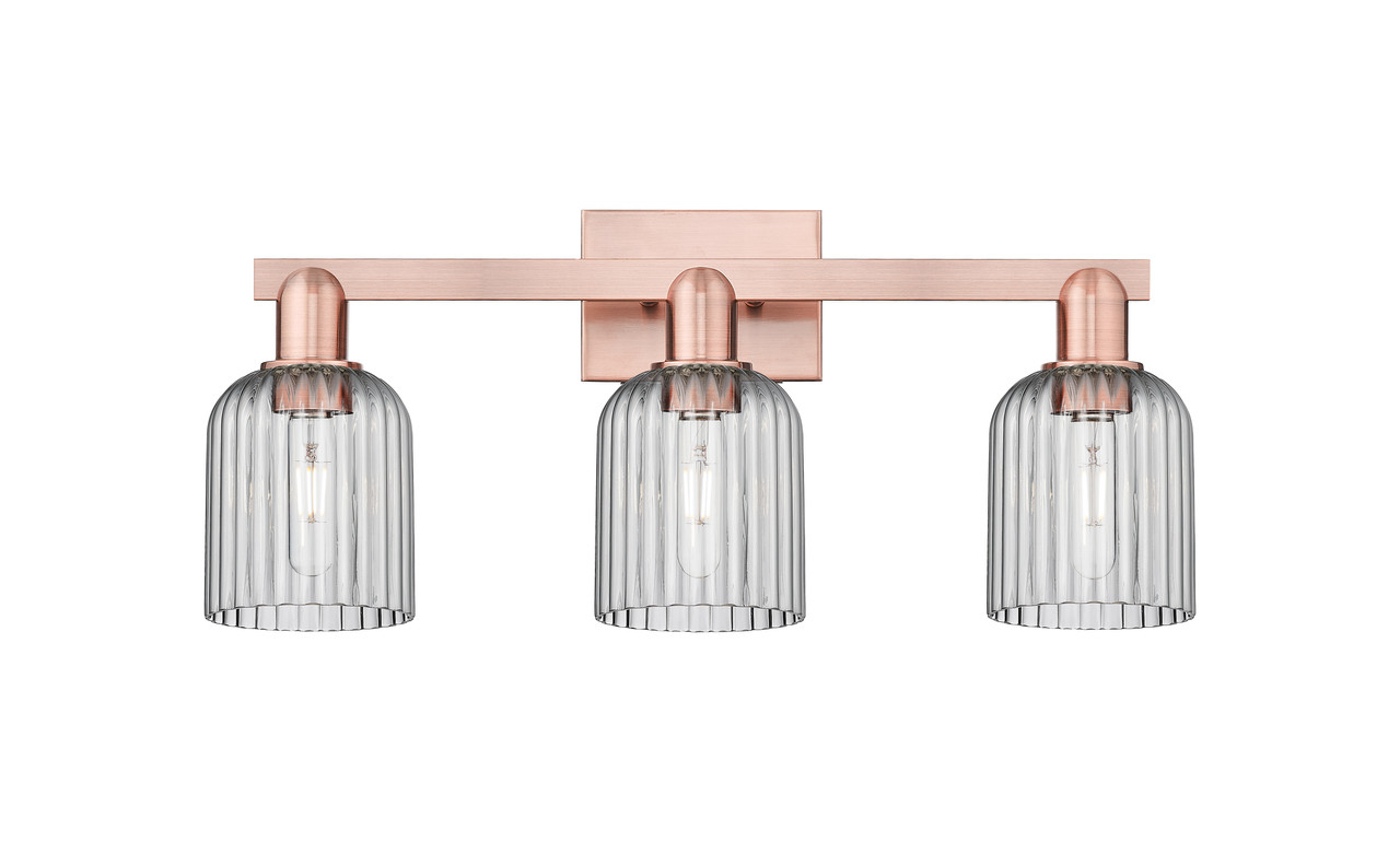 INNOVATIONS 716-3W-AC-G559-5SM Bridal Veil 3-Light Bath Vanity Light Antique Copper