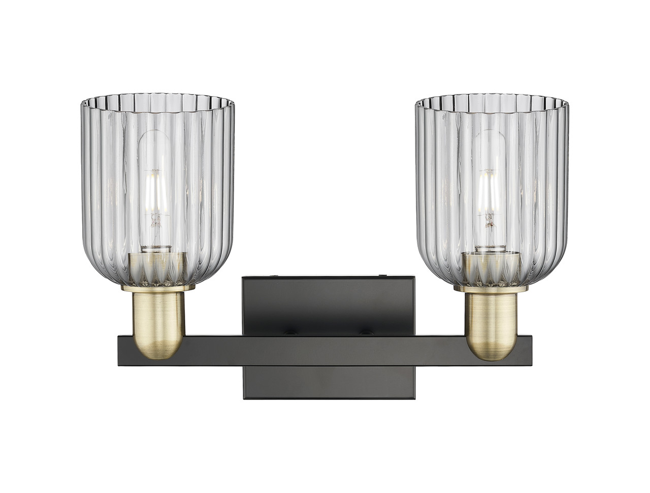 INNOVATIONS 716-2W-BAB-G559-5SM Bridal Veil 2-Light Bath Vanity Light Black Antique Brass