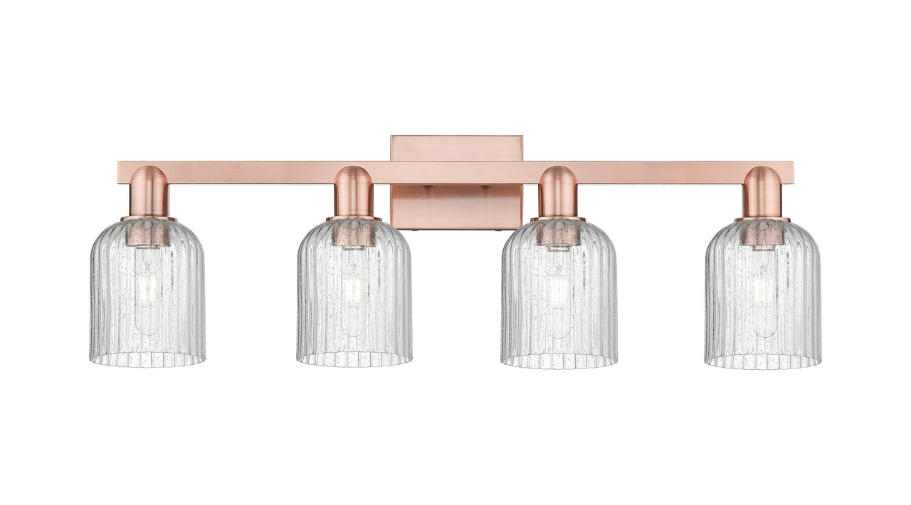 INNOVATIONS 716-4W-AC-G559-5SDY Bridal Veil 4-Light Bath Vanity Light Antique Copper