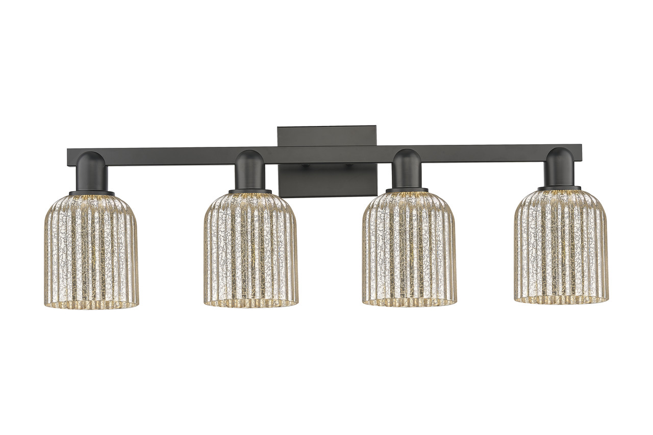 INNOVATIONS 716-4W-BK-G559-5ME Bridal Veil 4-Light Bath Vanity Light Matte Black