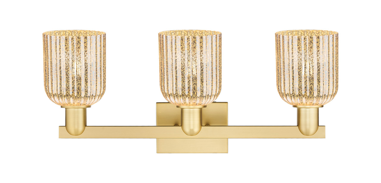 INNOVATIONS 716-3W-SG-G559-5ME Bridal Veil 3-Light Bath Vanity Light Satin Gold