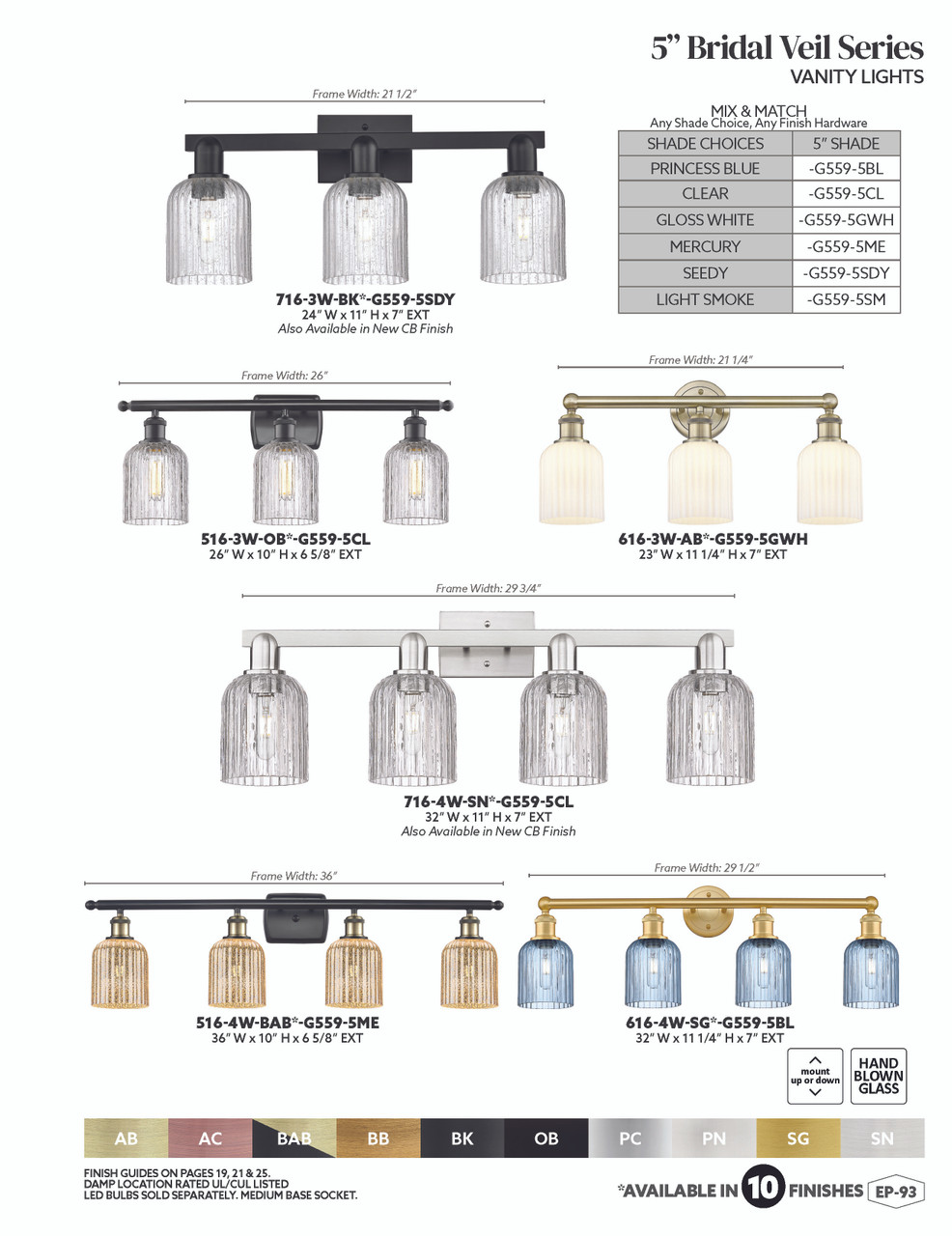 INNOVATIONS 716-3W-BK-G559-5ME Bridal Veil 3-Light Bath Vanity Light Matte Black