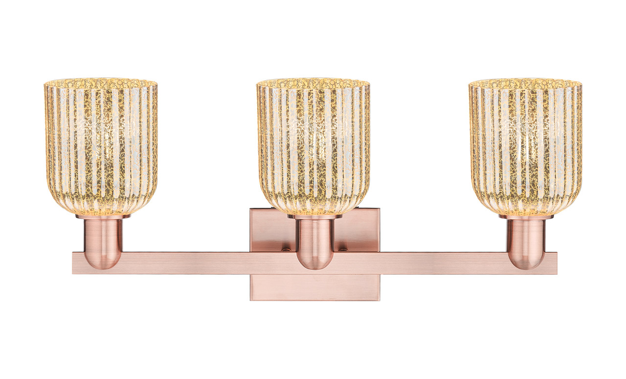 INNOVATIONS 716-3W-AC-G559-5ME Bridal Veil 3-Light Bath Vanity Light Antique Copper