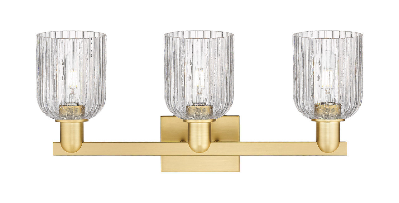 INNOVATIONS 716-3W-SG-G559-5CL Bridal Veil 3-Light Bath Vanity Light Satin Gold