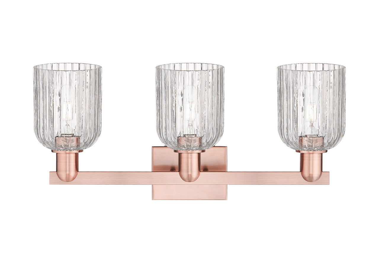 INNOVATIONS 716-3W-AC-G559-5CL Bridal Veil 3-Light Bath Vanity Light Antique Copper