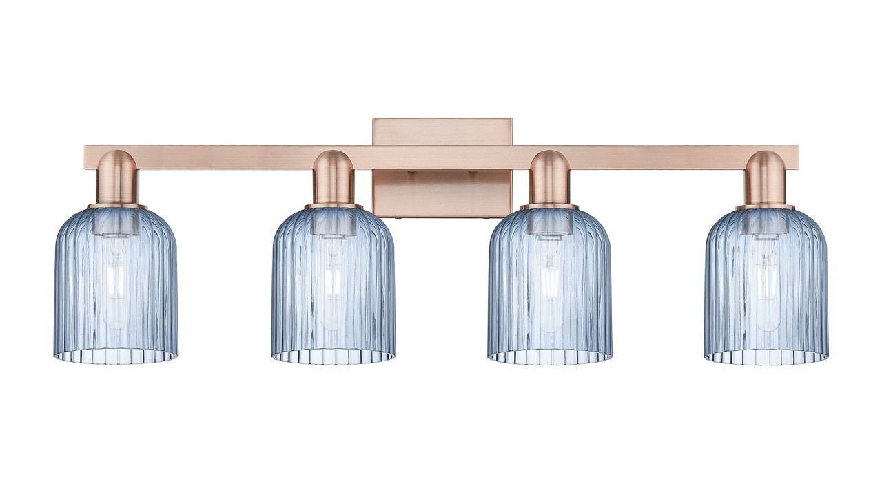 INNOVATIONS 716-4W-AC-G559-5BL Bridal Veil 4-Light Bath Vanity Light Antique Copper