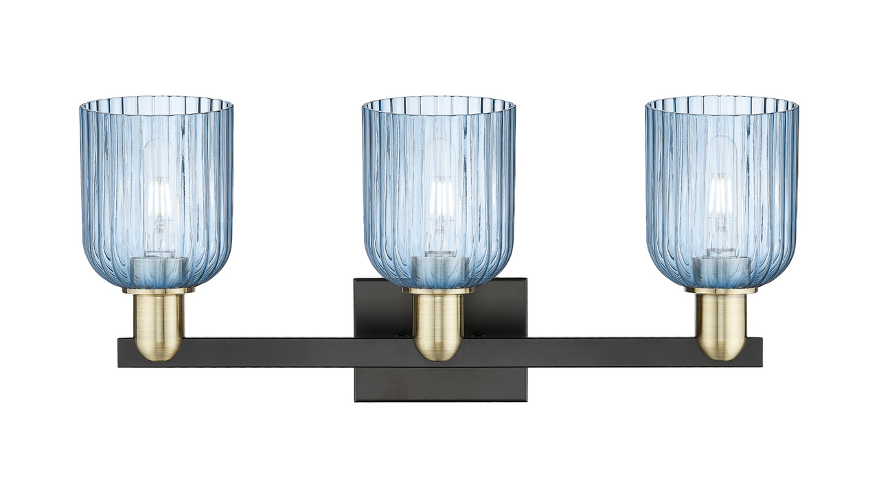 INNOVATIONS 716-3W-BAB-G559-5BL Bridal Veil 3-Light Bath Vanity Light Black Antique Brass
