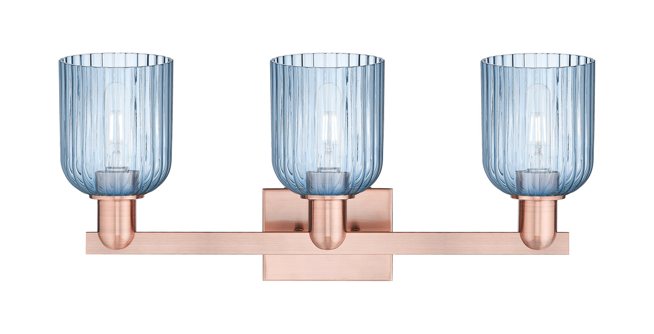 INNOVATIONS 716-3W-AC-G559-5BL Bridal Veil 3-Light Bath Vanity Light Antique Copper