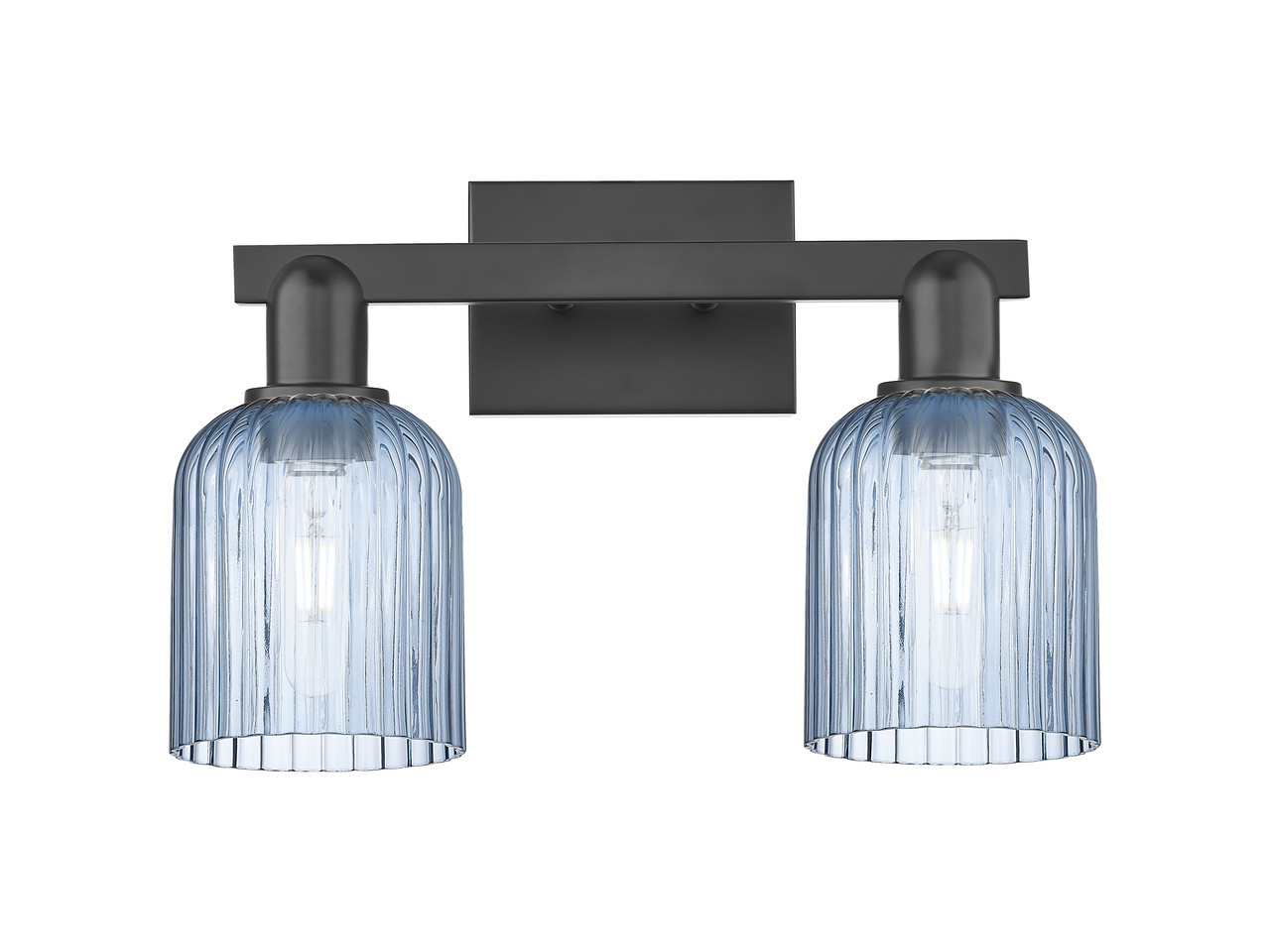 INNOVATIONS 716-2W-BK-G559-5BL Bridal Veil 2-Light Bath Vanity Light Matte Black