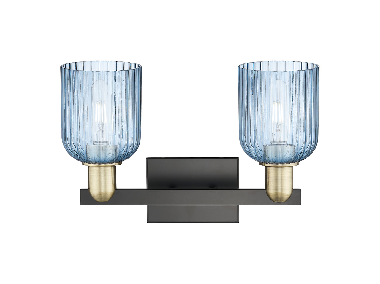INNOVATIONS 716-2W-BAB-G559-5BL Bridal Veil 2-Light Bath Vanity Light Black Antique Brass