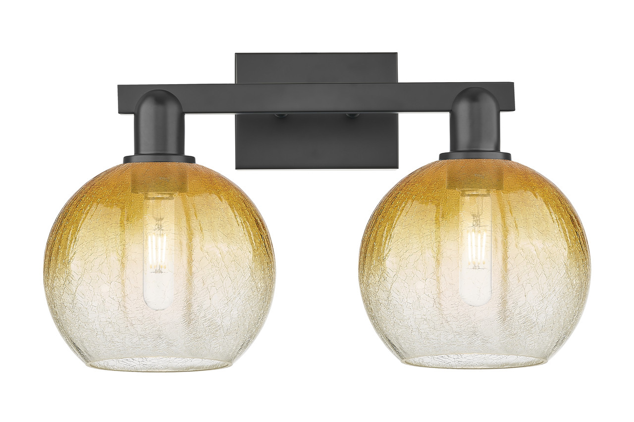 INNOVATIONS 716-2W-BK-G483-8AM Brookhaven Globe 2-Light Bath Vanity Light Matte Black