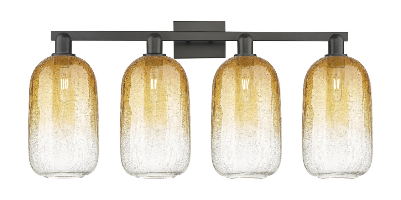 INNOVATIONS 716-4W-BK-G482-7AM Brookhaven Cloche 4-Light Bath Vanity Light Matte Black