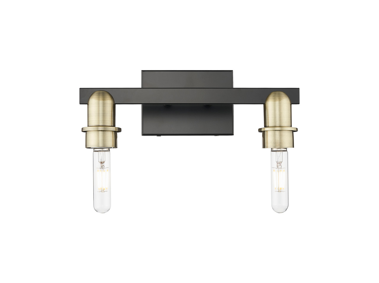 INNOVATIONS 716-2W-BAB-G482-7AM Brookhaven Cloche 2-Light Bath Vanity Light Black Antique Brass