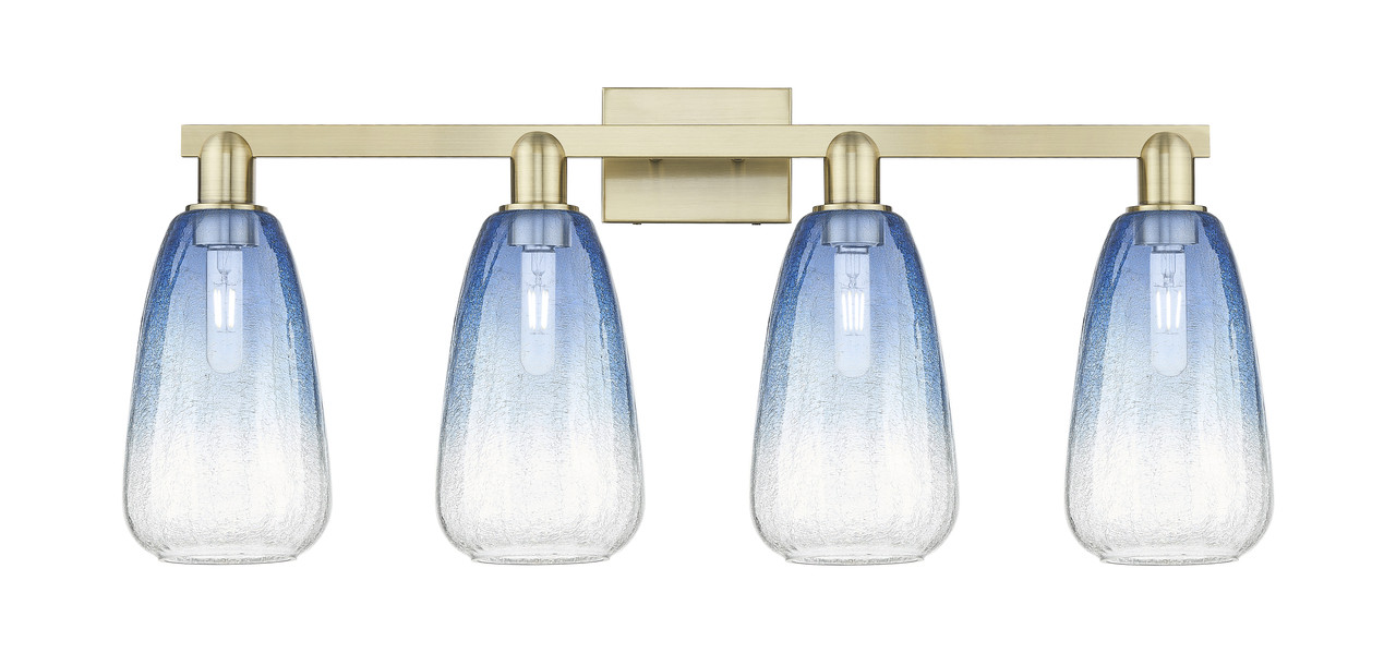 INNOVATIONS 716-4W-AB-G480-6SB Brookhaven Almond 4-Light Bath Vanity Light Antique Brass