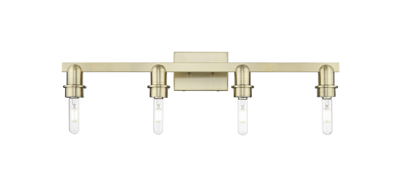 INNOVATIONS 716-4W-AB-G480-6SB Brookhaven Almond 4-Light Bath Vanity Light Antique Brass