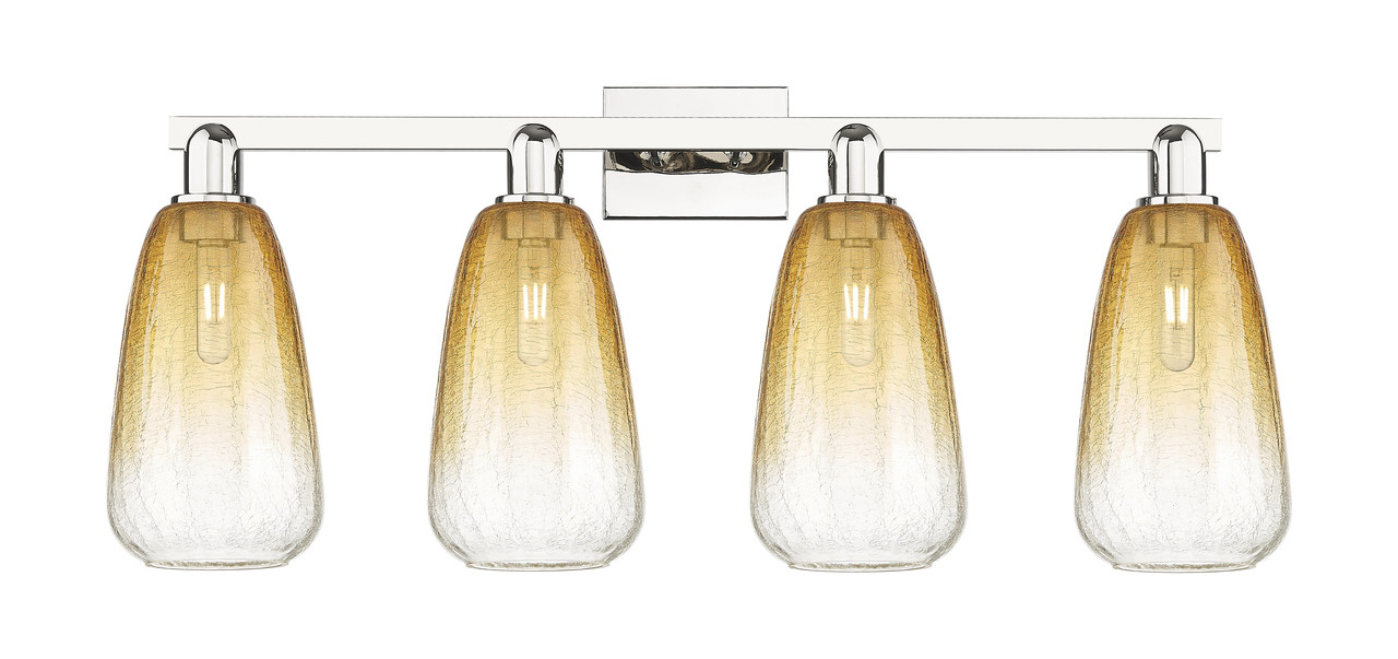 INNOVATIONS 716-4W-PN-G480-6AM Brookhaven Almond 4-Light Bath Vanity Light Polished Nickel