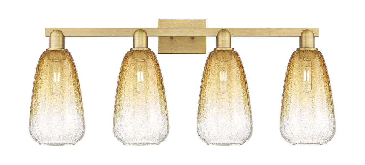INNOVATIONS 716-4W-BB-G480-6AM Brookhaven Almond 4-Light Bath Vanity Light Brushed Brass