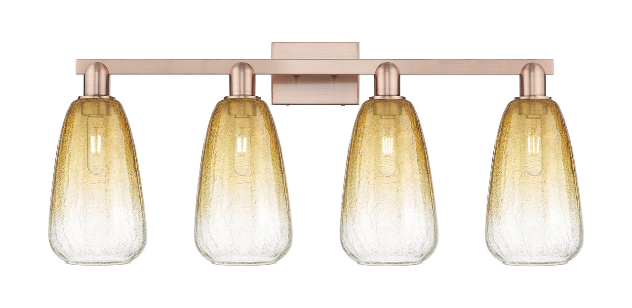 INNOVATIONS 716-4W-AC-G480-6AM Brookhaven Almond 4-Light Bath Vanity Light Antique Copper