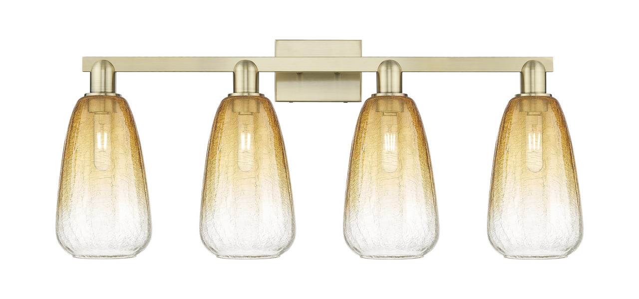 INNOVATIONS 716-4W-AB-G480-6AM Brookhaven Almond 4-Light Bath Vanity Light Antique Brass