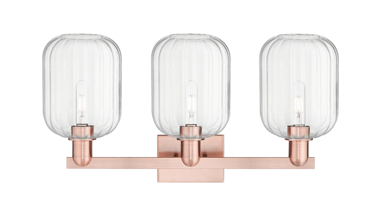 INNOVATIONS 716-3W-AC-G460-7CL Preston 3-Light Bath Vanity Light Antique Copper