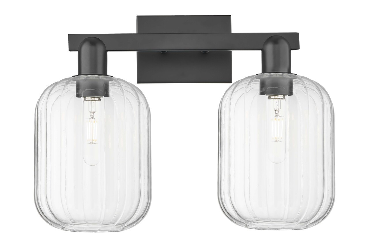 INNOVATIONS 716-2W-BK-G460-7CL Preston 2-Light Bath Vanity Light Matte Black