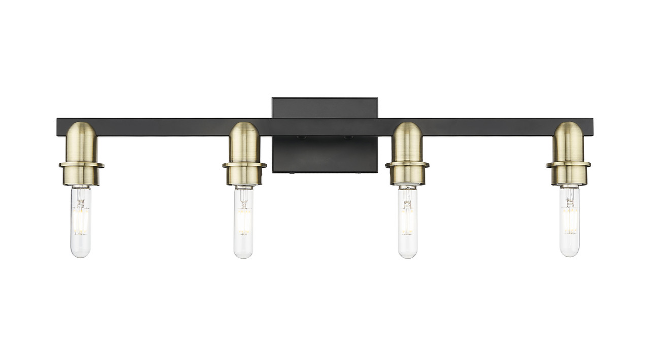 INNOVATIONS 716-4W-BAB-G458-7ME Preston 4-Light Bath Vanity Light Black Antique Brass