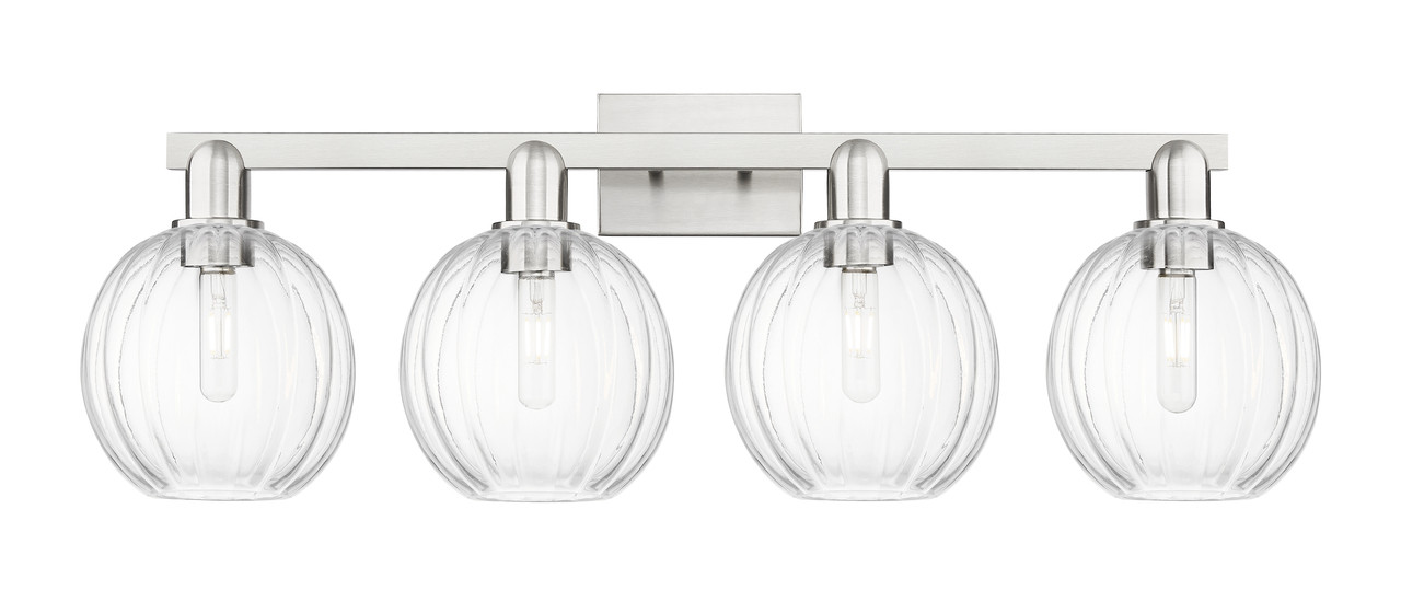 INNOVATIONS 716-4W-SN-G458-7CL Preston 4-Light Bath Vanity Light Brushed Satin Nickel