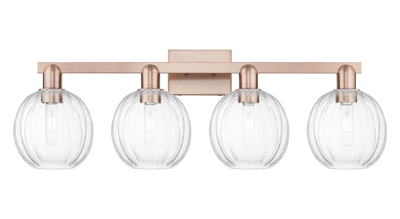 INNOVATIONS 716-4W-AC-G458-7CL Preston 4-Light Bath Vanity Light Antique Copper