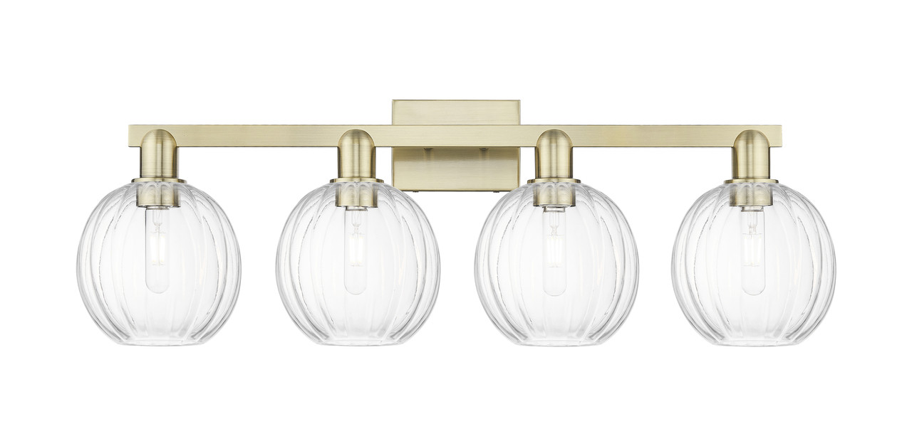 INNOVATIONS 716-4W-AB-G458-7CL Preston 4-Light Bath Vanity Light Antique Brass