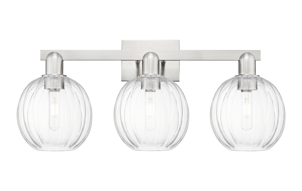 INNOVATIONS 716-3W-SN-G458-7CL Preston 3-Light Bath Vanity Light Brushed Satin Nickel