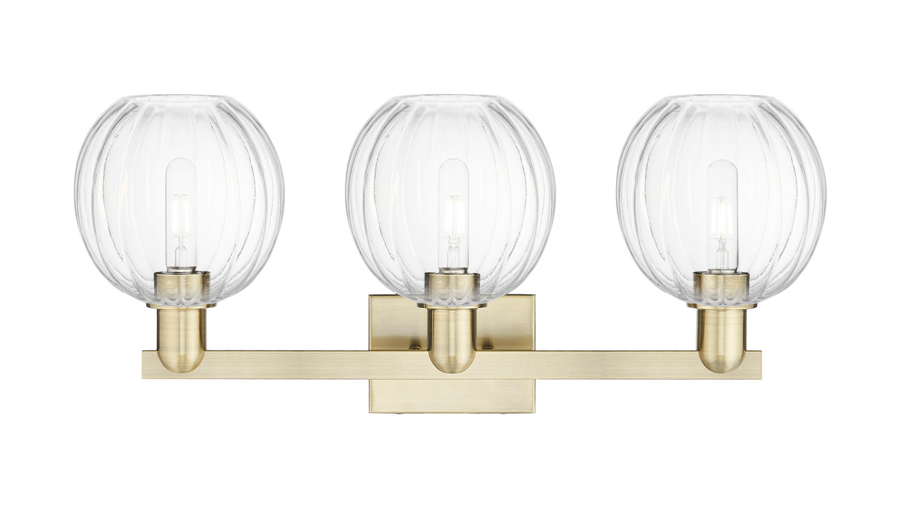 INNOVATIONS 716-3W-AB-G458-7CL Preston 3-Light Bath Vanity Light Antique Brass