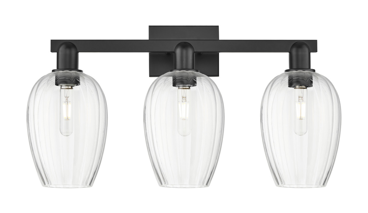 INNOVATIONS 716-3W-BK-G457-6CL Preston 3-Light Bath Vanity Light Matte Black