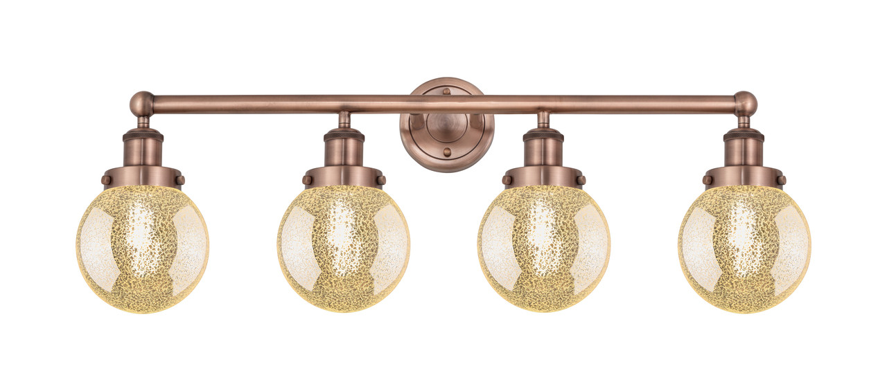 INNOVATIONS 616-4W-AC-G208-6 Beacon 4-Light Bath Vanity Light Antique Copper