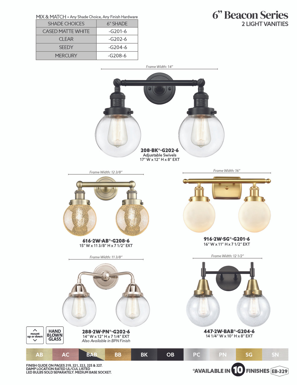 INNOVATIONS 616-2W-OB-G208-6 Beacon 2-Light Bath Vanity Light Oil Rubbed Bronze