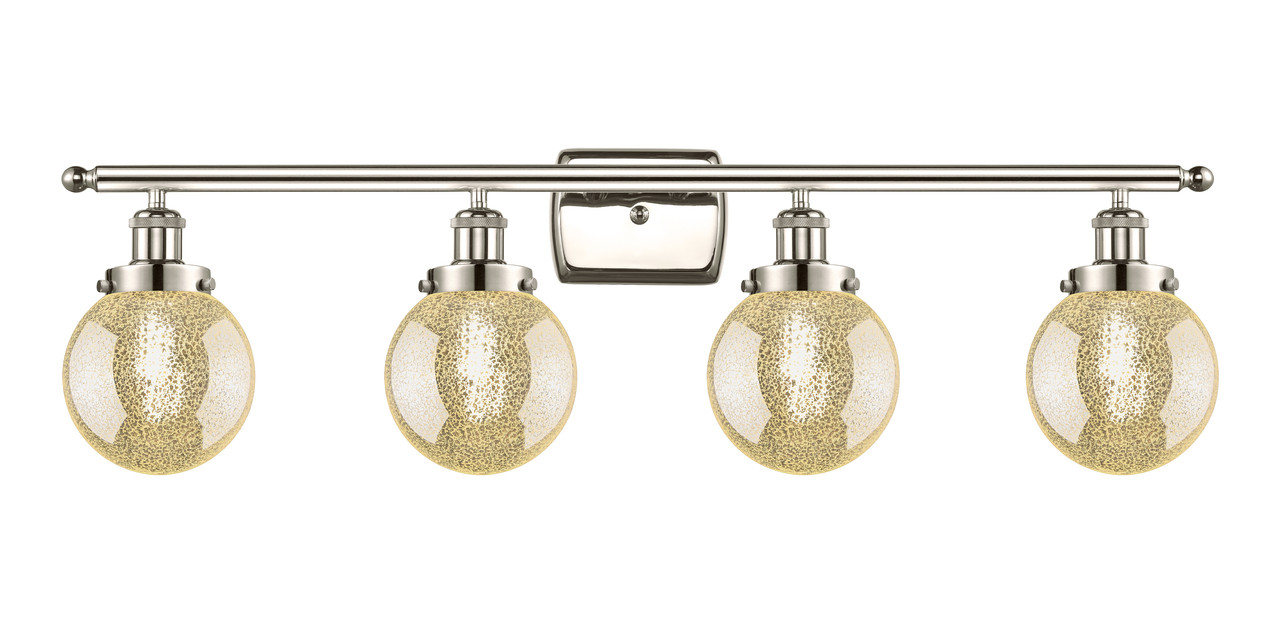 INNOVATIONS 916-4W-PN-G208-6 Beacon 4-Light Bath Vanity Light Polished Nickel
