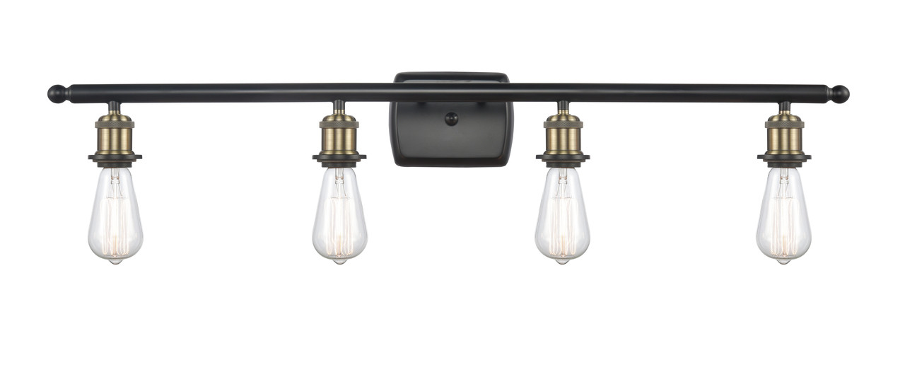 INNOVATIONS 916-4W-BAB-G208-6 Beacon 4-Light Bath Vanity Light Black Antique Brass