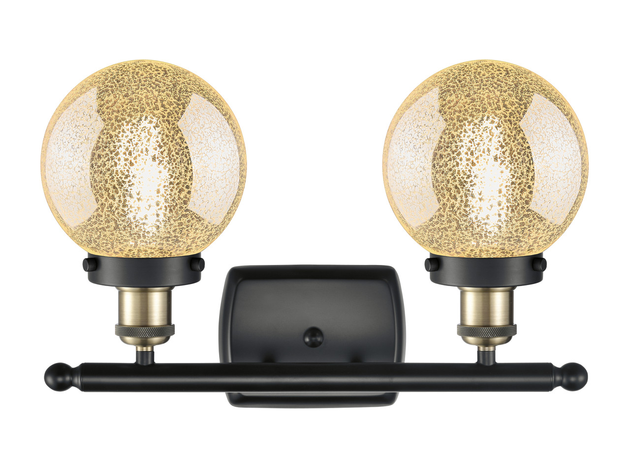 INNOVATIONS 916-2W-BAB-G208-6 Beacon 2-Light Bath Vanity Light Black Antique Brass