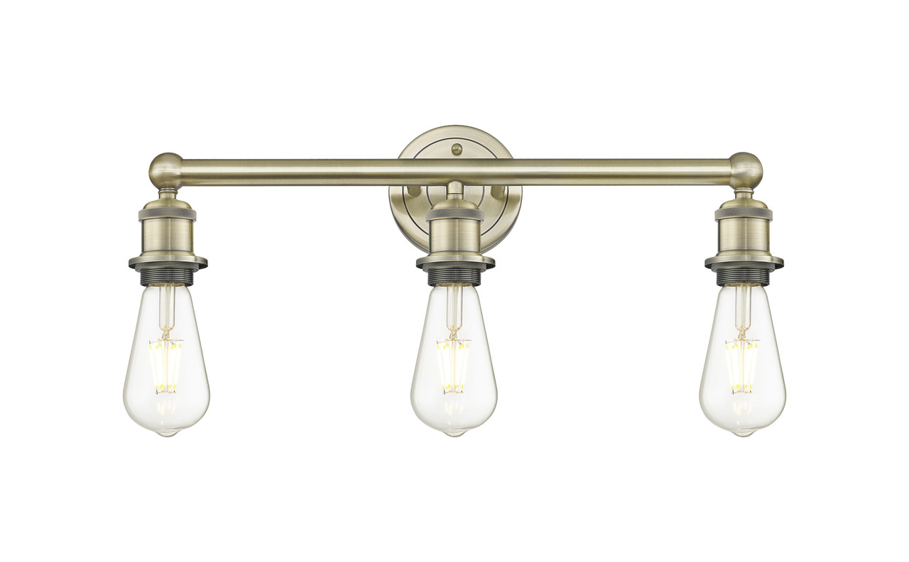 INNOVATIONS 616-3W-AB-G128-8 Athens 3-Light Bath Vanity Light Antique Brass