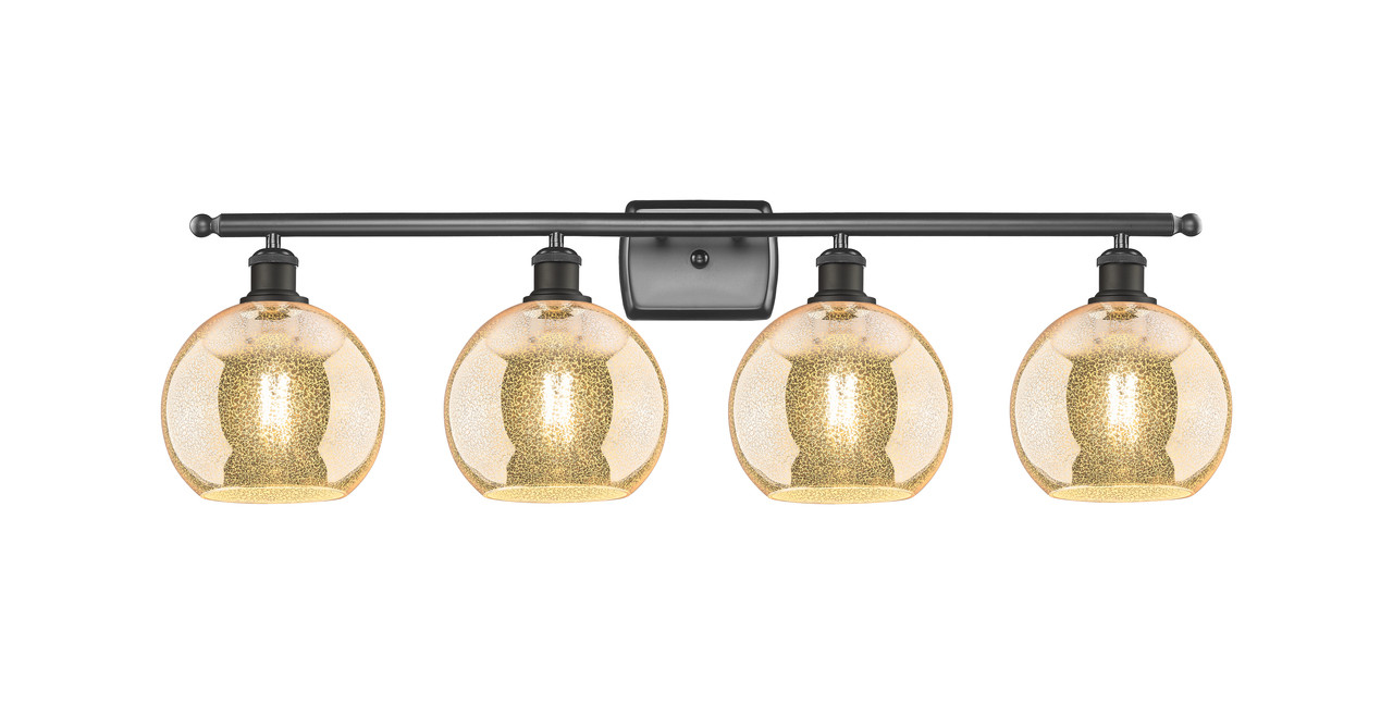 INNOVATIONS 516-4W-OB-G128-8 Athens 4-Light Bath Vanity Light Oil Rubbed Bronze
