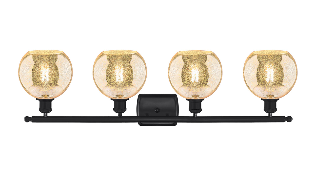 INNOVATIONS 516-4W-BK-G128-8 Athens 4-Light Bath Vanity Light Matte Black