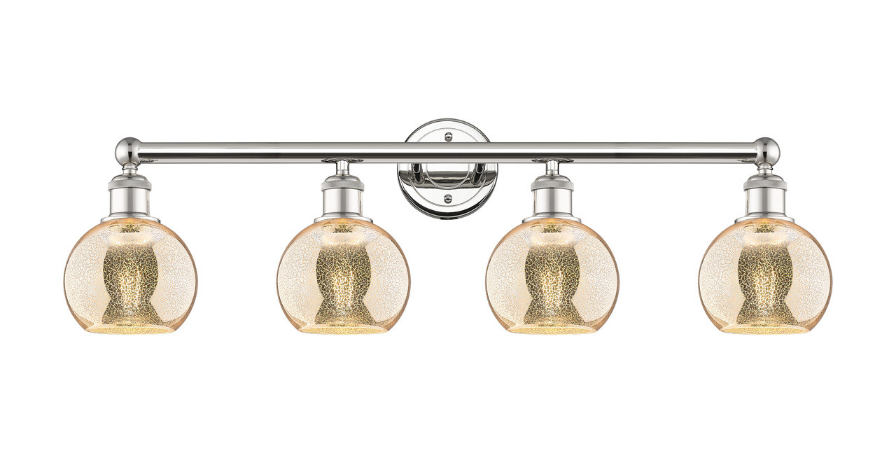 INNOVATIONS 616-4W-PN-G128-6 Athens 4-Light Bath Vanity Light Polished Nickel