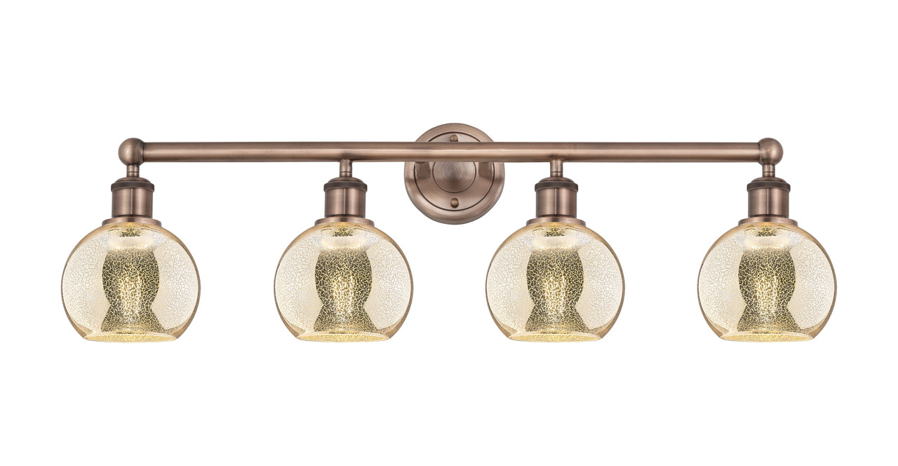 INNOVATIONS 616-4W-AC-G128-6 Athens 4-Light Bath Vanity Light Antique Copper