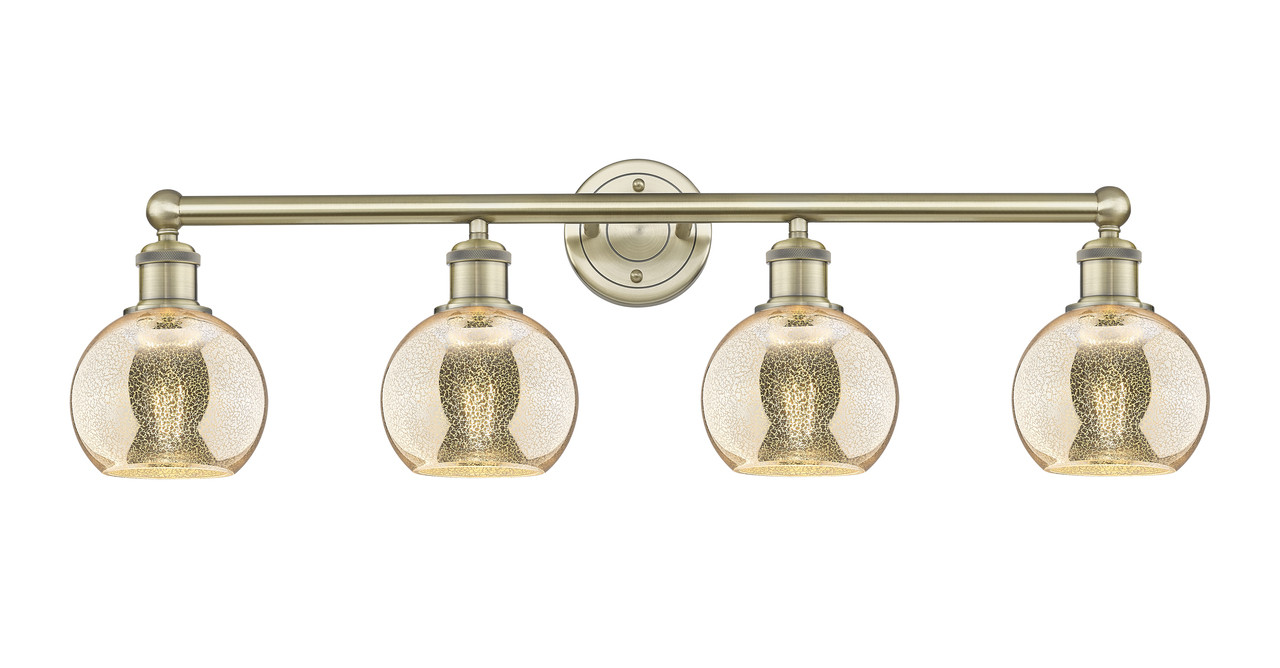 INNOVATIONS 616-4W-AB-G128-6 Athens 4-Light Bath Vanity Light Antique Brass