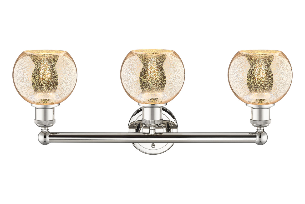 INNOVATIONS 616-3W-PN-G128-6 Athens 3-Light Bath Vanity Light Polished Nickel